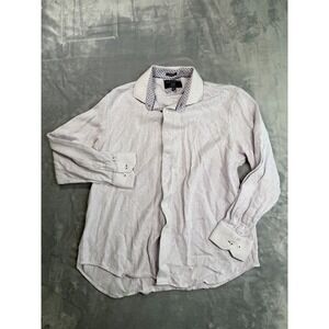 Report Collection Dress Shirt Men XL 17.5 Light Pink Formal Modern Fit Button-Up